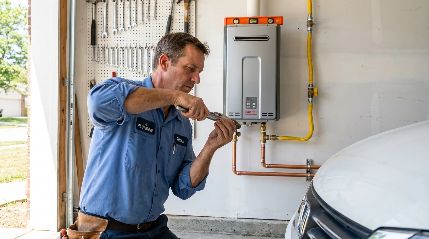 Tankless water heater installation by a Johns Plumbing LLC plumber in North Las Vegas
