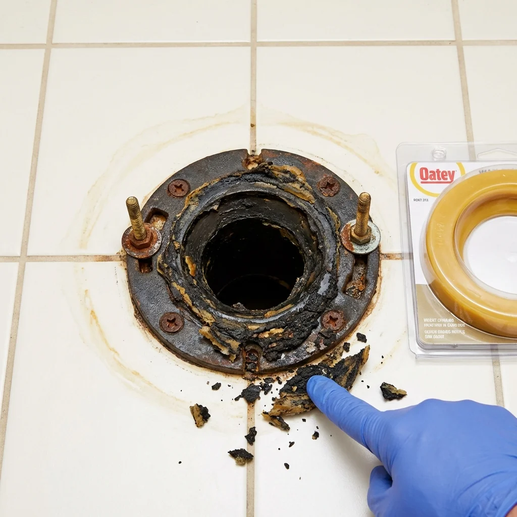 Failed wax ring showing water seepage at the base of a toilet in a North Las Vegas, NV home