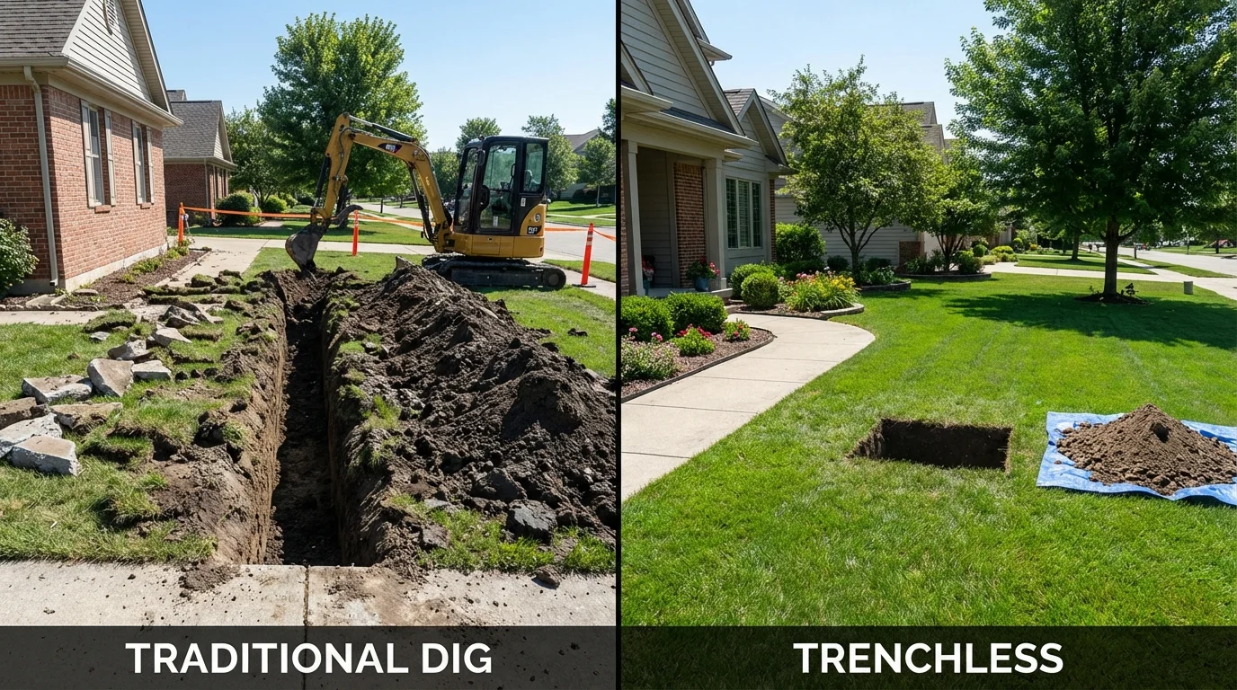 Trenchless sewer repair with minimal yard damage versus traditional excavation in North Las Vegas, NV